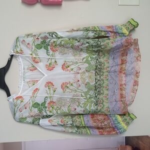 Sheer Floral Silk Blouse